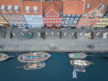 High angle view of buildings in city