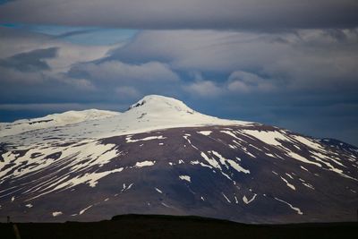 Scenic view of snowcapped mountain against sky