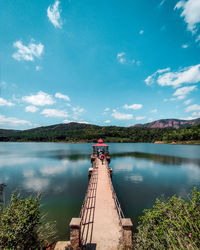 Scenic view of lake against sky