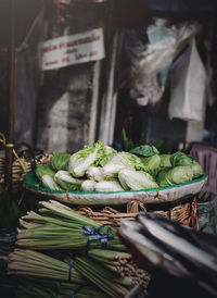 Vegetables for sale at market stall