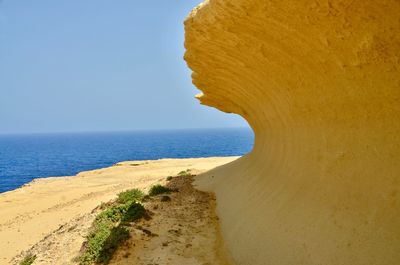 Scenic view of beach against clear sky