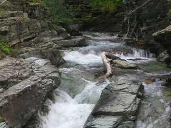 Scenic view of river flowing through rocks