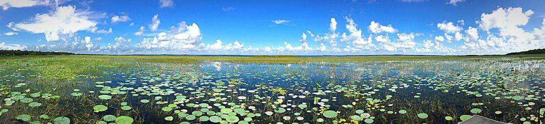 Panoramic view of lake against sky