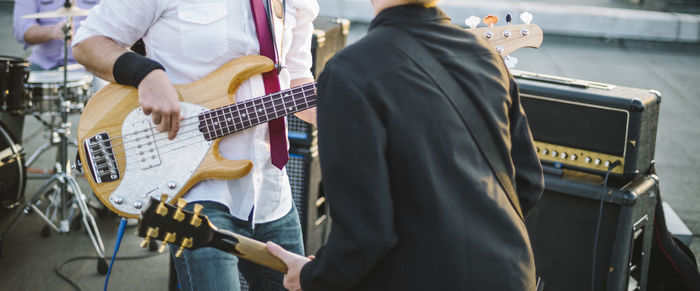 Band playing on the stage during a concert