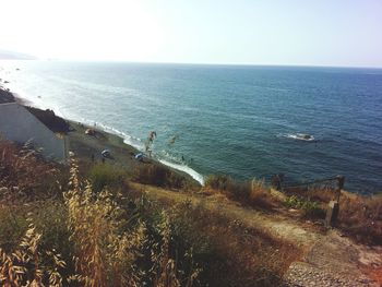 Scenic view of sea against clear sky