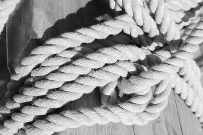 Close-up of rope on wood