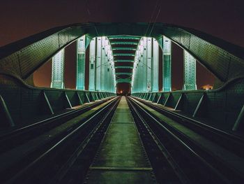 View of railroad tracks in tunnel