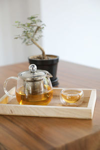 Close-up of tea served on table