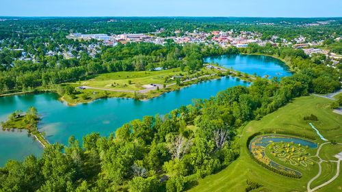 High angle view of landscape against sky