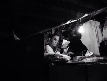 View of illuminated lights at night