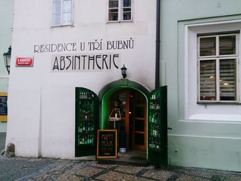 Information sign in front of building