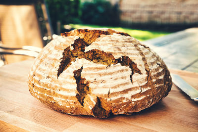 Close-up of bread on table