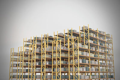 Low angle view of modern building against clear sky