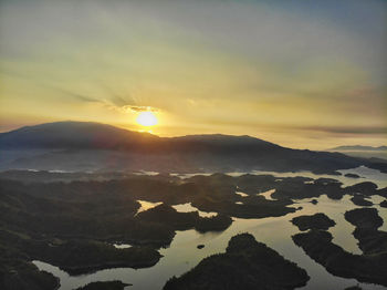 Scenic view of landscape against sky during sunset