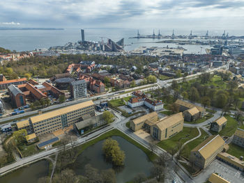 Aerial photo of aarhus university and park, aarhus, denmark