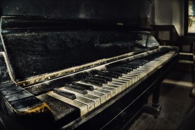 Close-up of old piano