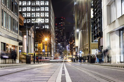 Uk, england, manchester, long exposure of city street at night