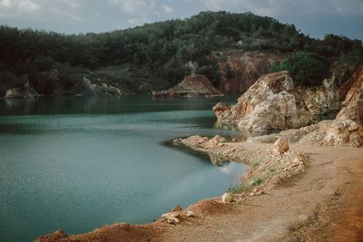 Scenic view of lake against sky