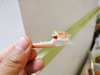 Close-up of hand holding ice cream