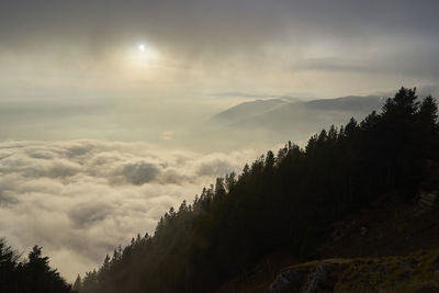 Mountains and clouds at golden hour 