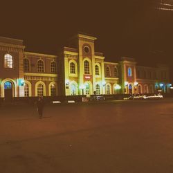 Illuminated building at night