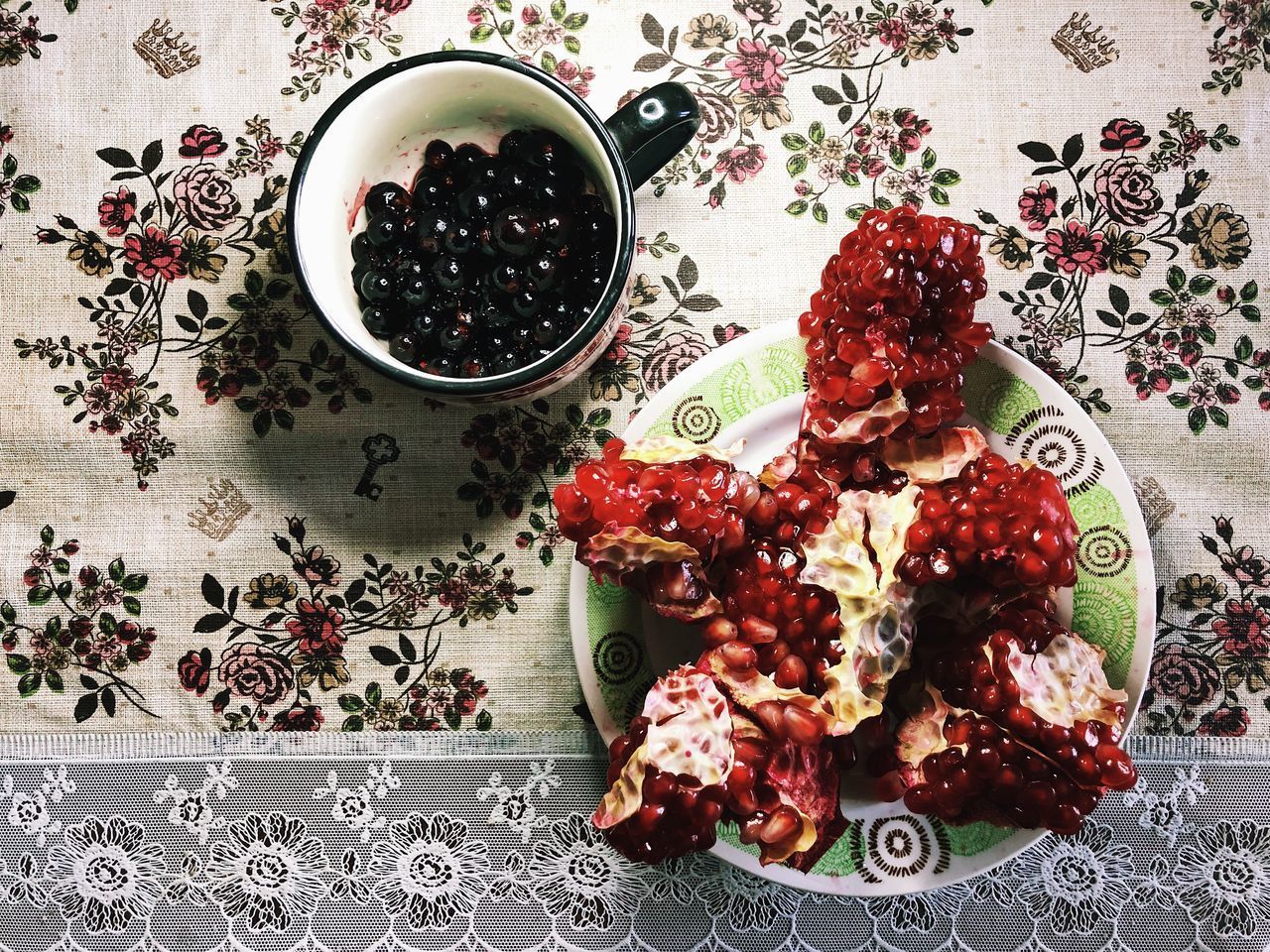 HIGH ANGLE VIEW OF BREAKFAST SERVED IN BOWL