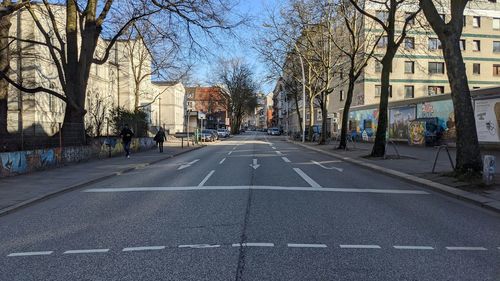 Surface level of road amidst buildings