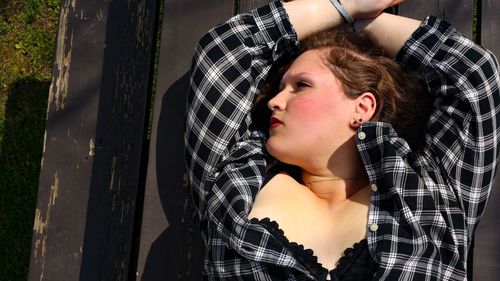 Portrait of young man lying down