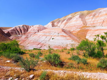 Scenic view of mountains against clear sky