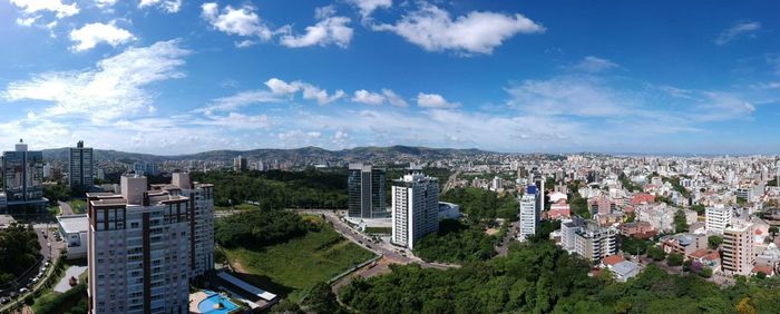 High angle view of cityscape against sky