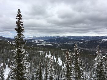 Scenic view of mountains against sky during winter