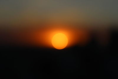 Defocused image of sun during sunset