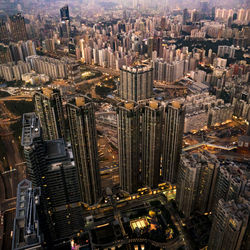 High angle view of city at night