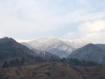 Scenic view of mountains against sky