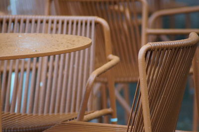 Close-up of empty chairs