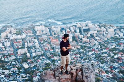 Man working in city