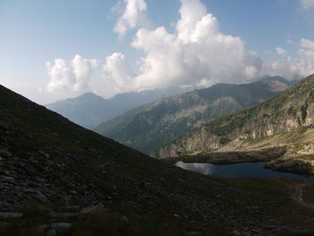 Scenic view of mountains against sky