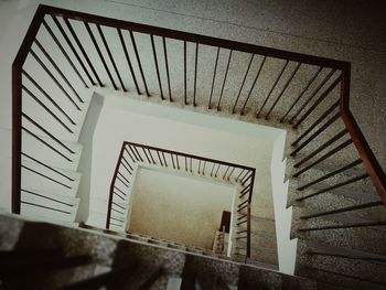 High angle view of spiral stairs