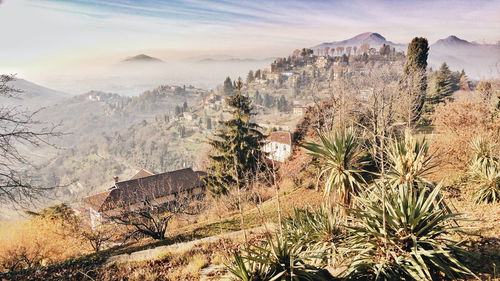 Scenic view of mountain range against sky