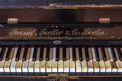 Close-up of piano keys