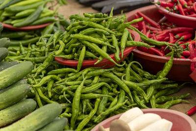 Vegetables for sale at market stall