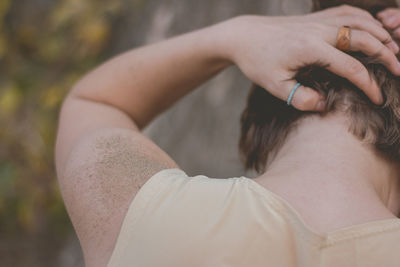 Rear view of woman outdoors