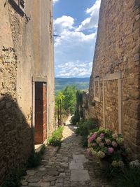 Alley amidst buildings against sky
