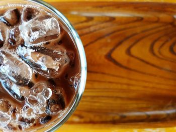 High angle view of coffee on table