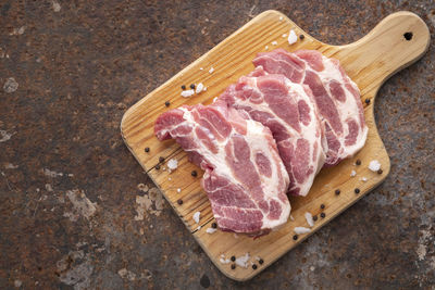 High angle view of food on cutting board