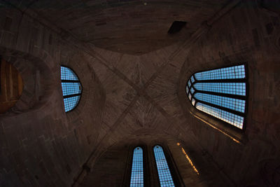 Low angle view of skylight in building