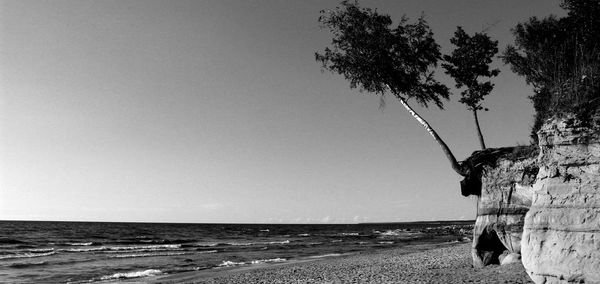 Scenic view of sea against clear sky