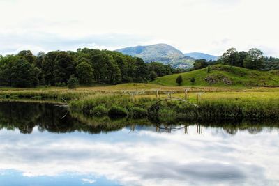 Scenic view of lake against sky