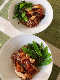 High angle view of food in plate