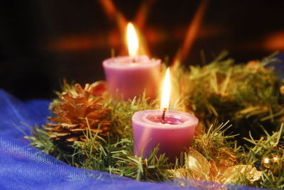 Close-up of illuminated christmas lights